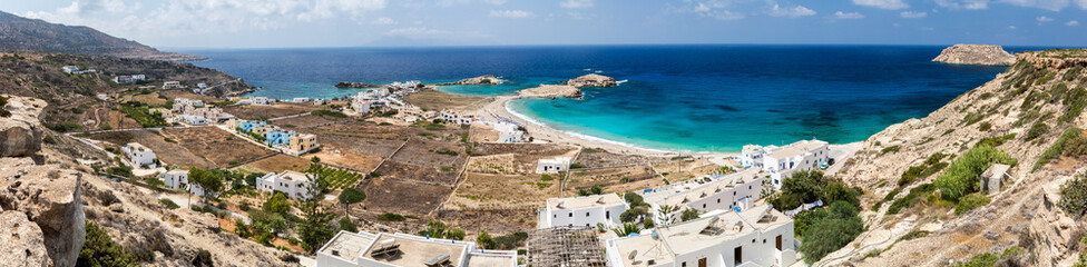 Panoramic view of Lefkos beach. Karpathos island. Greece.
