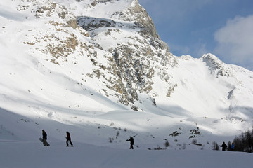 Fototapeta na wymiar Savoie, sports d'hiver dans le massif de Val d'Isère, France