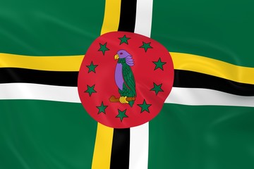 Waving Flag of Dominica - 3D Render of the Dominican Flag with Silky Texture