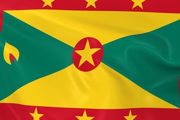 Waving Flag of Grenada - 3D Render of the Grenadian Flag with Silky Texture