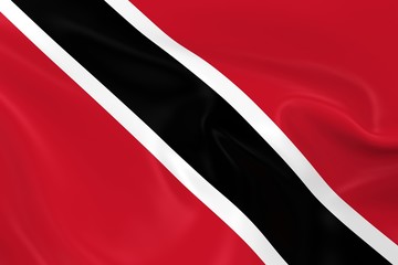 Waving Flag of Trinidad and Tobago - 3D Render of the Trinidadian and Tobagonian Flag with Silky Texture