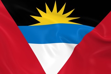 Waving Flag of Antigua and Barbuda - 3D Render of the Antiguan and Barbudan Flag with Silky Texture