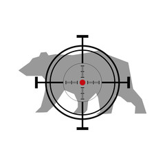 Illustration with bear hunting. Crosshair target