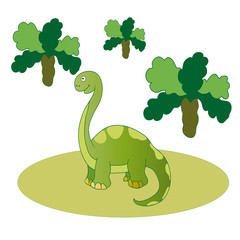 Green long necked dinosaur.