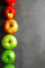 Apples on dark grey background