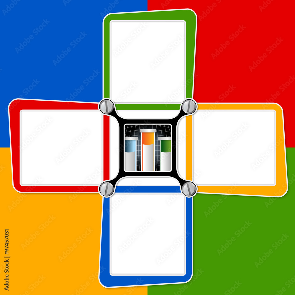 Poster four blank text frames for your text and test tubes