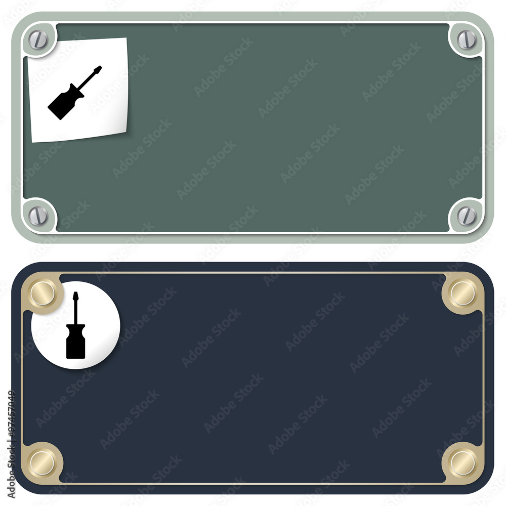 Poster vector frames for your text with screws and screwdriver