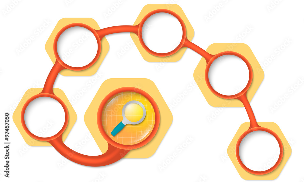 Poster red circular text boxes for your text and magnifier