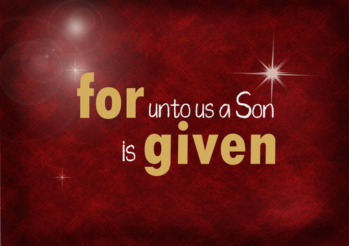 Christmas Bible verse on dark red background with bokeh lighting and star