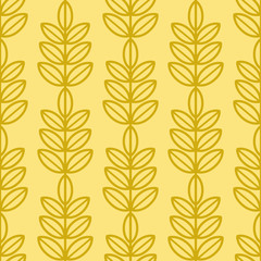 Ash tree leaves seamless vector pattern. Vintage style and colors (yellow). Wrapping paper design.