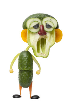 Funny zombie made of vegetables on isolated background
