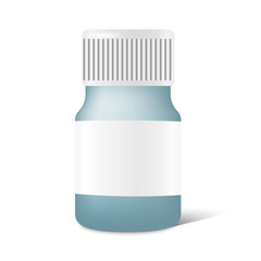 Realistic medicine bottle with label in vector