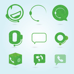 Polygonal icons for call center or hotline, support symbol 