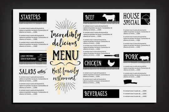 Restaurant cafe menu, template design.