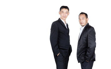 Two Asian Business man on copy space isolated and include path