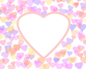 Happy Valentine's day background with color hearts. Romantic illustration. Heart shape frame.