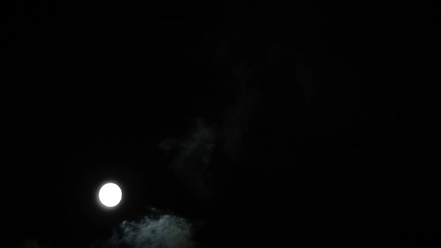 Full Bright Moon and Clouds at Night