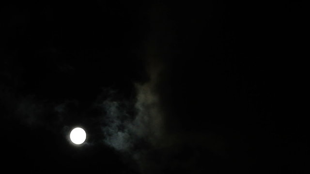 Full Bright Moon and Clouds at Night