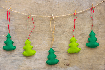 Christmas tree on wooden background