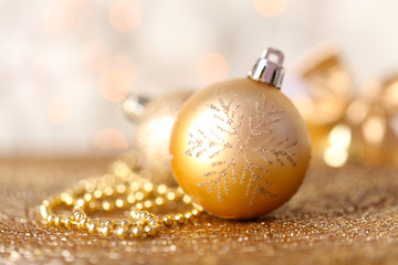 Beautiful Christmas composition on abstract shiny background