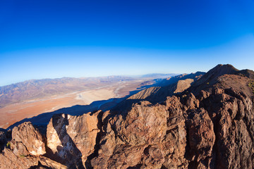 View from mountain peak over Death Valley panorama