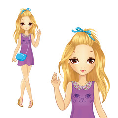 Obraz premium Girl In Violet Casual Dress 