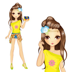 Cute Girl In Yellow Blouse