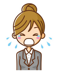 Obraz premium 大泣きするビジネスウーマン