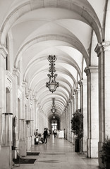 Arcades at commerce square in Lisbon, Portugal © pink candy