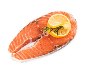 Piece of raw salmon isolated