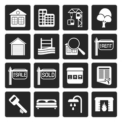 Black Simple Real Estate Icons - Vector Icon Set