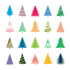 Obraz premium Set of Color Geometric Christmas Tree. Vector Illustration
