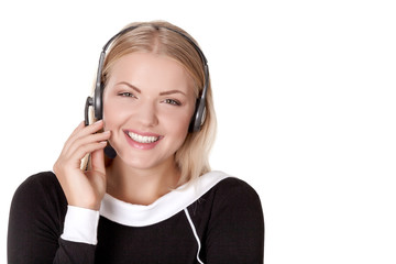 support phone operator in headset isolated call center representative