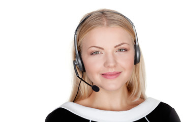 support phone operator in headset isolated call center representative