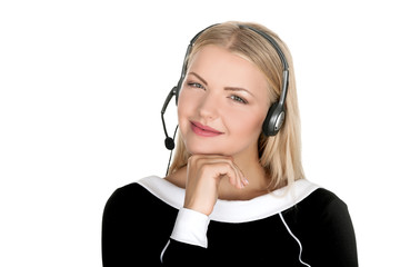 support phone operator in headset isolated call center representative
