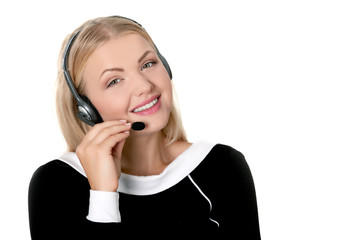 support phone operator in headset isolated call center representative