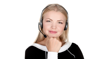 support phone operator in headset isolated call center representative