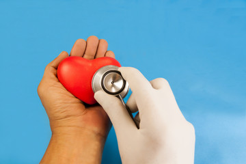 heart check up by stethoscope