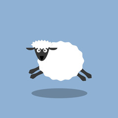 Running White sheep cartoon vector illustration