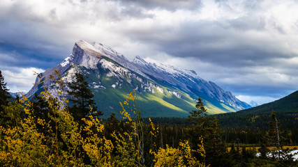 Mount Rundle near the town of Canmore in Banff National Park in the Canadian Rockies