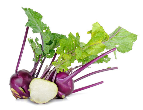 Purple kohlrabi isolated on the white  background