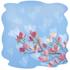 Magnolia Flowers and Hearts