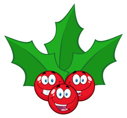 Christmas Holly Berries With Leaves Cartoon Characters