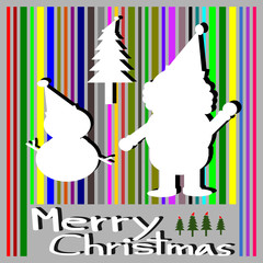 Merry Christmas, Christmas Greeting Card, Merry Christmas, Snowman and Santa Claus vector