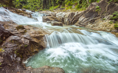 Yangbay waterfall, Khanh Hoa, Vietnam on spring morning with the dangerous rapids, but this is pretty wild rapids least Khanh Hoa province in Vietnam