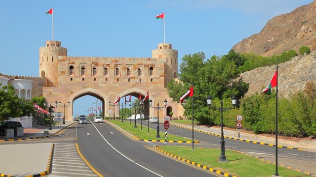 Gate to the old town of Muscat, Sultanate of Oman.