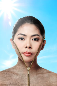 Beautiful Woman Changing Skin, Beauty Concept