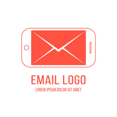 email logotype with inverted red smartphone and letter