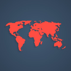 Fototapeta na wymiar red pixel art world map