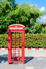 Red phone booths on the street